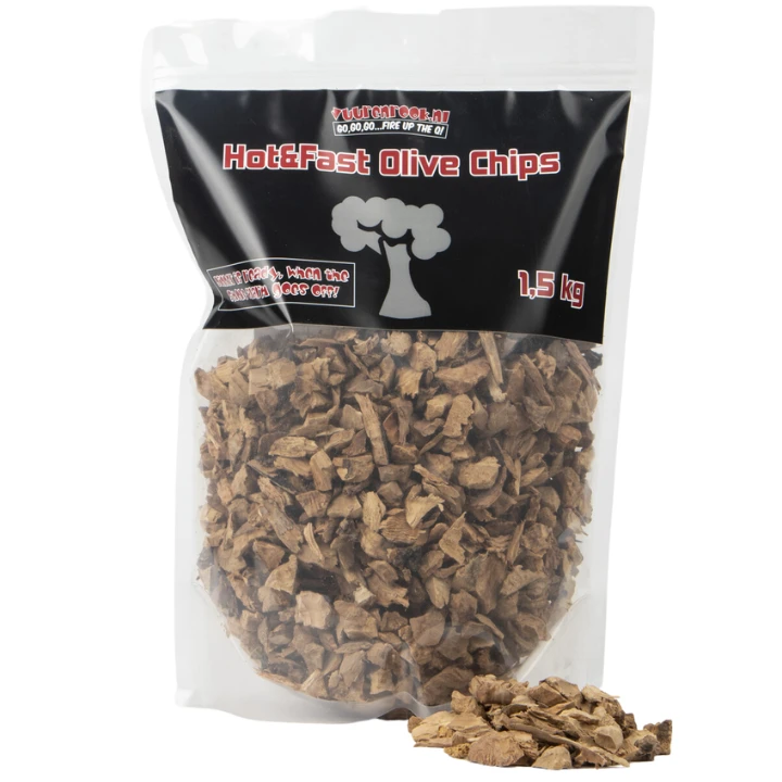 Vuur&Rook Hot&Fast Olijf Chips 1,5 Kg 3 Vuur&Rook Hot&Fast Olijf Chips 1,5 Kg